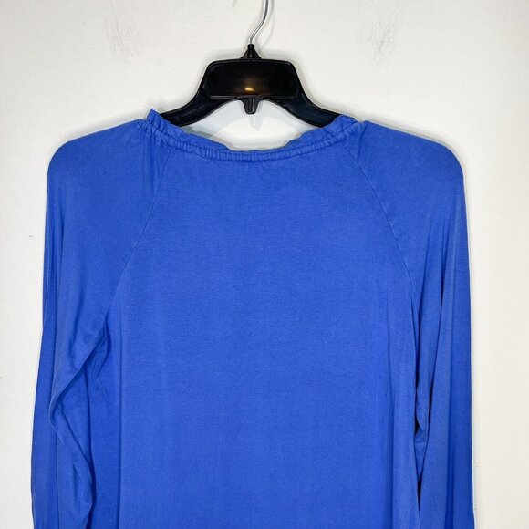 CHICO'S Top Size 1 Medium Periwinkle Cutout Ruffle Neck Womens Shirt Size‎ M - Picture 6 of 10